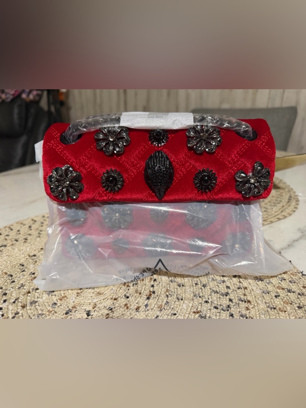 Kurt Geiger London Kensington Mini Velvet Jeweled Crossbody Bag 🚫sold out 🚫 - Picture 6 of 6
